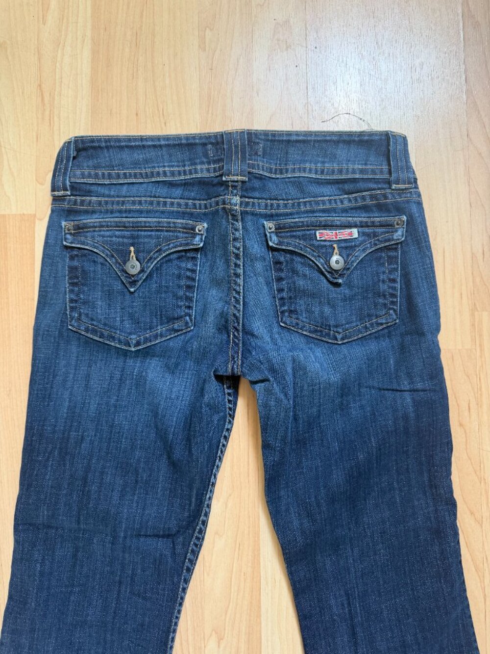 Y2K Hudson Jeans Size 30 Dark Indigo Low Rise Bootcut Flare Made in USA - Picture 4 of 6